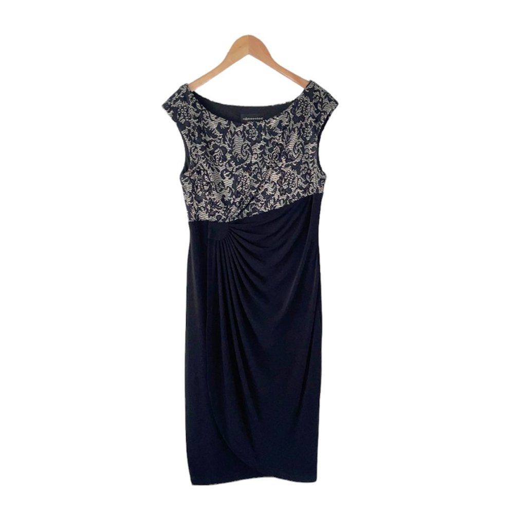 Connected Apparel Black and Gold Cocktail Dress Size 12
